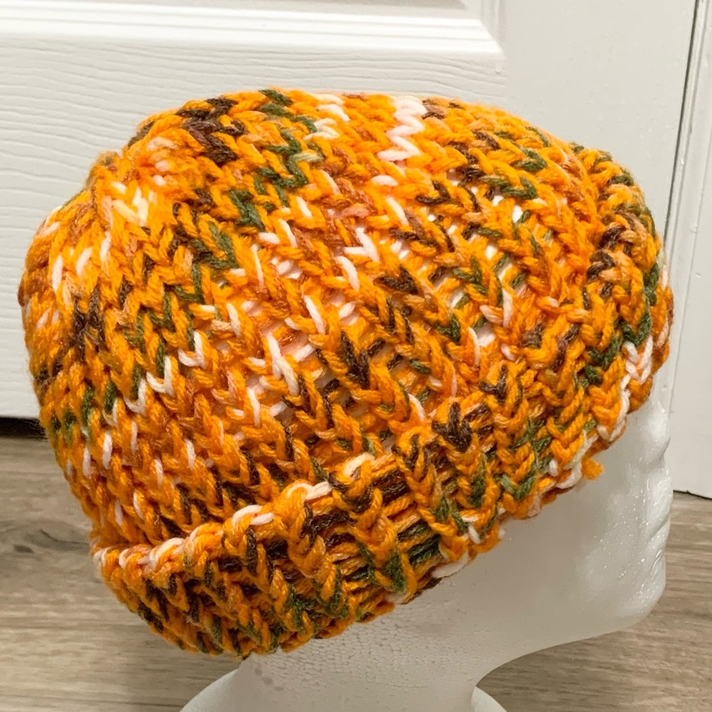 Hand Knit Beanie Hat Homemade Adult OSFM